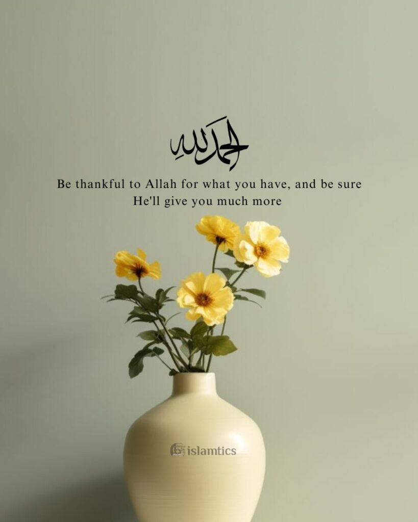 Be thankful to Allah for what you have, and be sure He'll give you much more