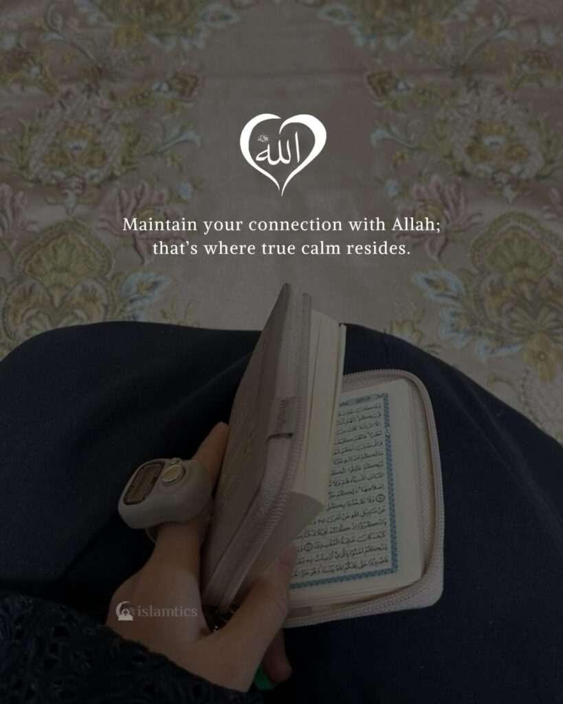 Maintain your connection with Allah; that’s where true calm resides.