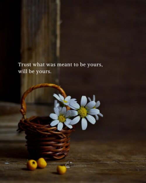 Trust what was meant to be yours, will be yours.