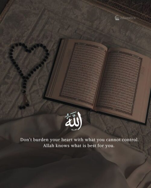 Don’t burden your heart with what you cannot control. Allah knows what is best for you.