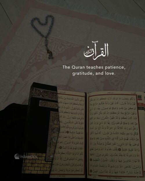 The Quran teaches patience, gratitude, and love.