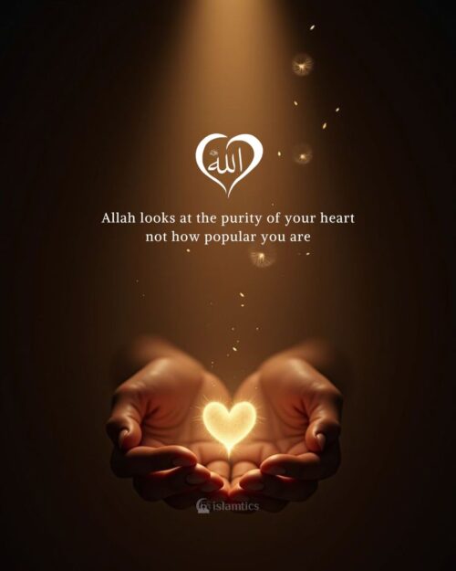 Allah looks at the purity of your heart not how popular you are