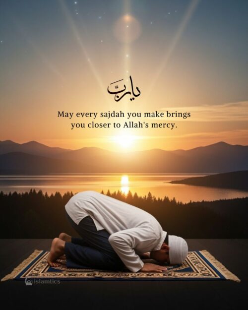 May every sajdah you make brings you closer to Allah's mercy.