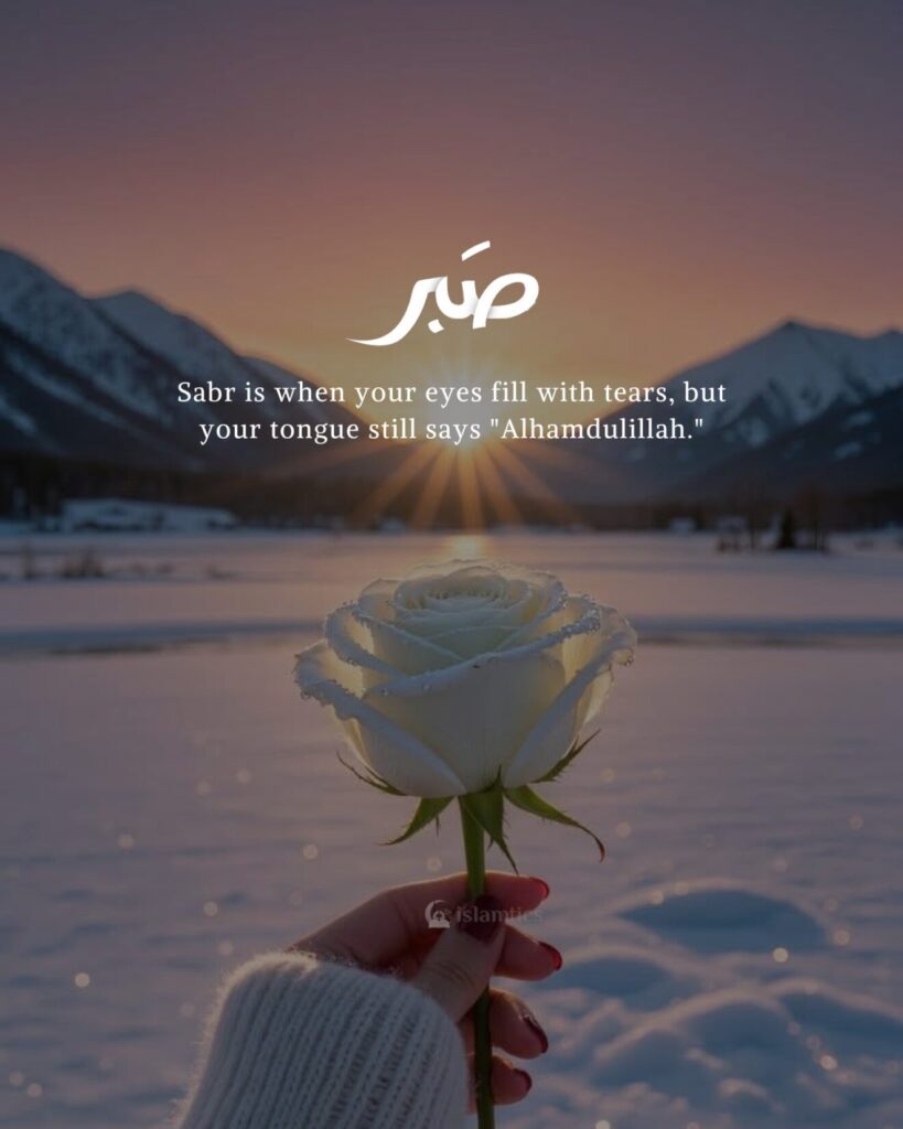 Sabr is when your eyes fill with tears, but your tongue still says "Alhamdulillah."