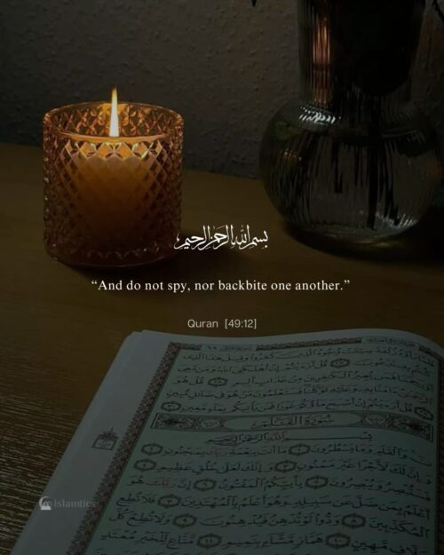 “And do not spy, nor backbite one another.” Quran [49:12]