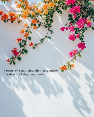 Beware of small sins, they accumulate like dust until they bury deeds.