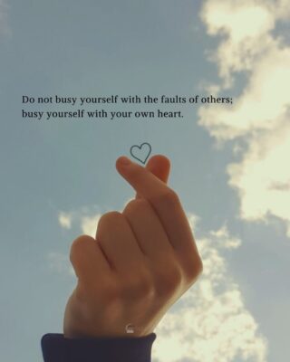 Do not busy yourself with the faults of others; busy yourself with your own heart.