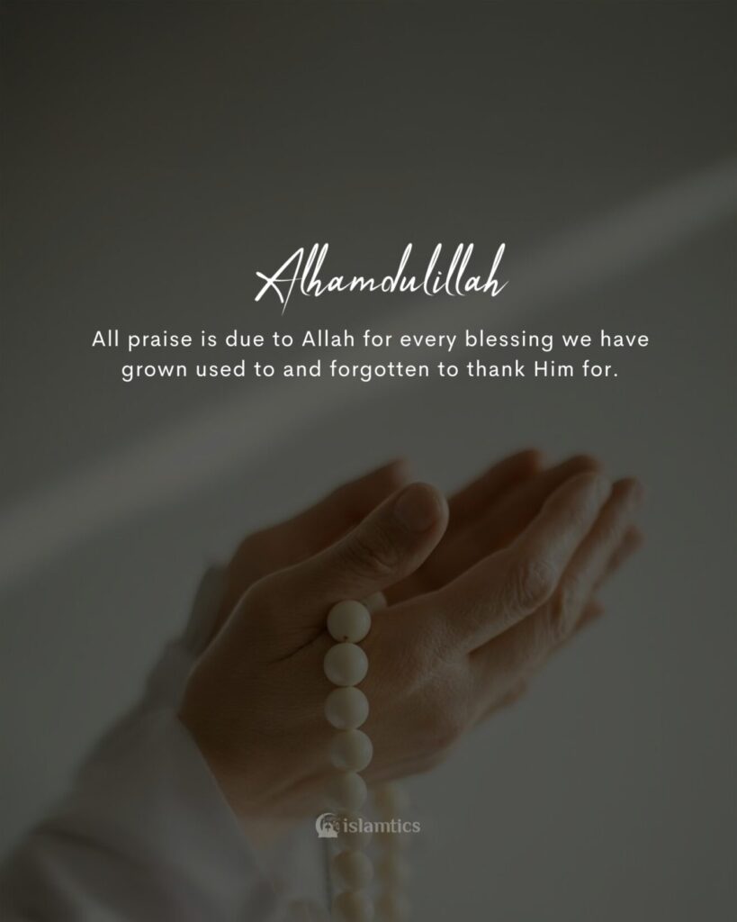 All praise is due to Allah for every blessing we have grown used to and forgotten to thank Him for.