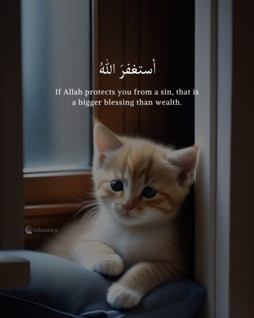 If Allah protects you from a sin, that is a bigger blessing than wealth.