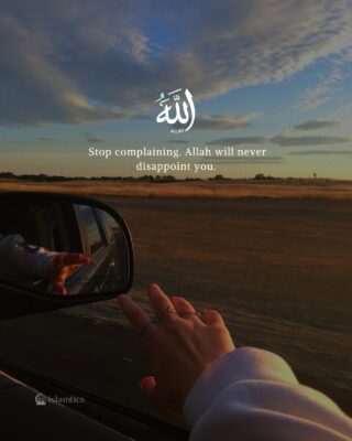 Stop complaining. Allah will never disappoint you.