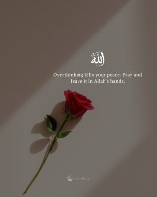 Overthinking kills your peace. Pray and leave it in Allah’s hands.