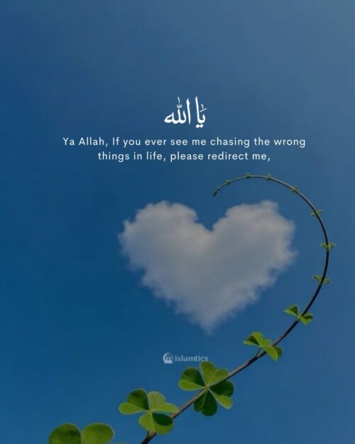 Ya Allah, if you ever see me chasing the wrong things in life, please redirect me,