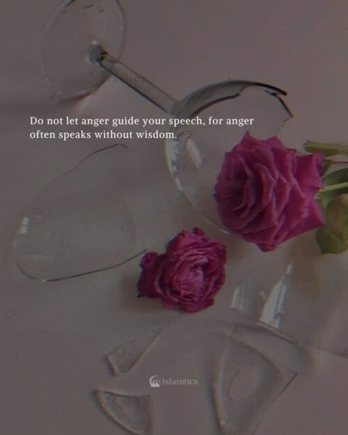 Do not let anger guide your speech, for anger often speaks without wisdom.